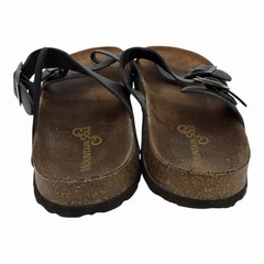 Mountain Sole Easy Slip-On Two Loop Design Leather Black Sandals Women’s Size 9