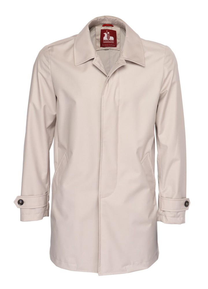 NWT EZZELINO RAINCOAT technical fabric beige polyester solid luxury Italy 54
