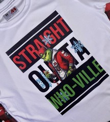 A4 youth Med Grinch Dr. Seuss Whoville Graphic T-Shirt White Short Sleeve