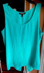 Breezy Express Turquoise Solid Scoop Neck Wide Strap Sleeveless Tank Top Size L