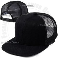 Trucker Hat Mesh Baseball Cap Snapback Adjustable Plain Solid Hip Hop Flat Men