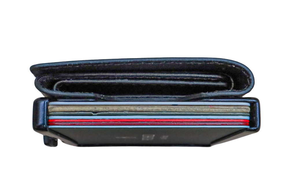 RFID Blocking Slim Solid Leather Aluminum Wallet – ZNAP by slimpuro (Black)