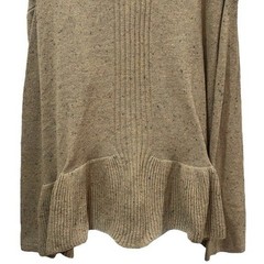 NEW Easel Tan Multicolor Micro Dot Ruffle Cardigan Holiday Wool Blend Cozy L