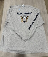 United States US Navy “ANCHORS AWEIGH” GRAY LONG SLEEVE T SHIRT – SIZE 3XL – NEW