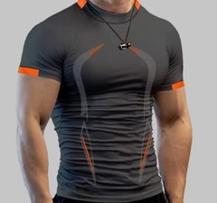 Men’s Compression Graphic Print Tee M Short Sleeve Crew Neck Slim Stretch M,L,XL