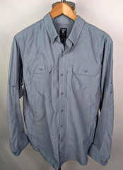 KUHL Airspeed Long Sleeve Blue Button Up Shirt Sz L Stretchy