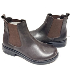 MIZ MOOZ SOFT LEATHER BOOTIE SIDE ELASTIC GORE BROWN 37EU / 7US # Z-198