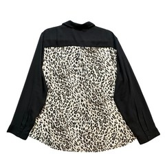 Chico&rsquo;s Leopard Print Button Down Sheer Blouse Black Long Sleeve Women&rsquo;s XL (3)