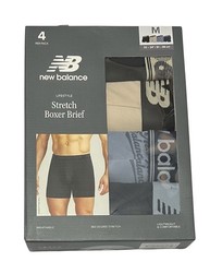 New Balance 4-Pack Men&rsquo;s Stretch Boxer Briefs Medium (32-34) Black/Blue/Beige