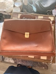 Hit Men&rsquo;s Brown Briefcase/Document Case Solid Top Handle Push Lock Closure
