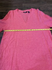 Lands End Women’s Pink Preppy Linen Blend V Neck 3/4 Sleeve Classic Tunic XL