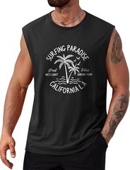 Mens Muscle Tank Top Summer Beach Vacation Shirt Palm Tree Graphic Quick Dry