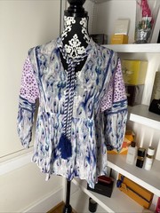 Beautiful Dear John Blouse Hobo Style W/ Tassels SZ M Multi Color Any Occasion!