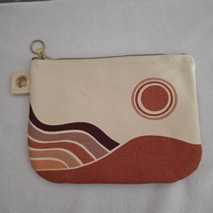 Danika studio Gray Fox Print canvas Clutch makeup bag boho