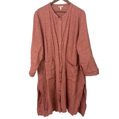 Eileen Fisher Organic Linen Tunic Womens 2X Terracotta Button Front Dress Lagen