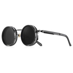 CRIXALIS ND9 Adjustable Dimming Polarized Round Sunglasses Retro Punk UV400