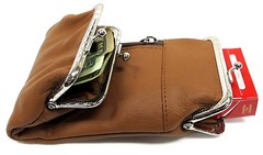 Multi Function Leather Cigarette Case Pouch Coin Purse Snap Top+ Zipper Lt BROWN
