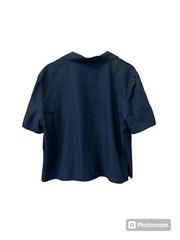 Positive Attitude-Size 18-Custom Embroidered Denim Top-Short Sleeves-Pin Tuck