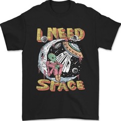 Funny Alien I Need Space Retro Graphic Tee Unisex T-Shirt
