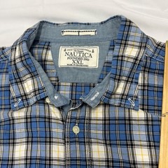 Nautica Mens XXL Blue Plaid Short Sleeve Button Down Shirt Nautical Classic