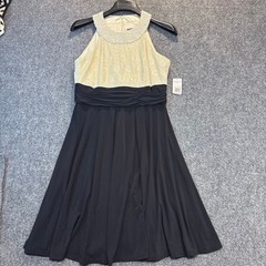 Jessica Howard Black Ivory Lace Beaded Collar Cocktail Party Dress Size 10P New