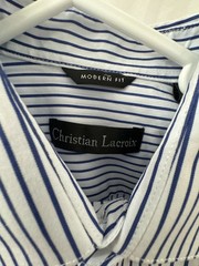 Christian Lacroix Men&rsquo;s Blue Striped Modern Fit Dress Shirt
