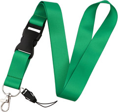 1PC Wide Neck Lanyard Detachable Solid Color Lanyard Badge Neck Straps (Green)