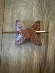 Slide Stick Barette Genuine Leather Hair Accessory Hairpin Boho Butterfly