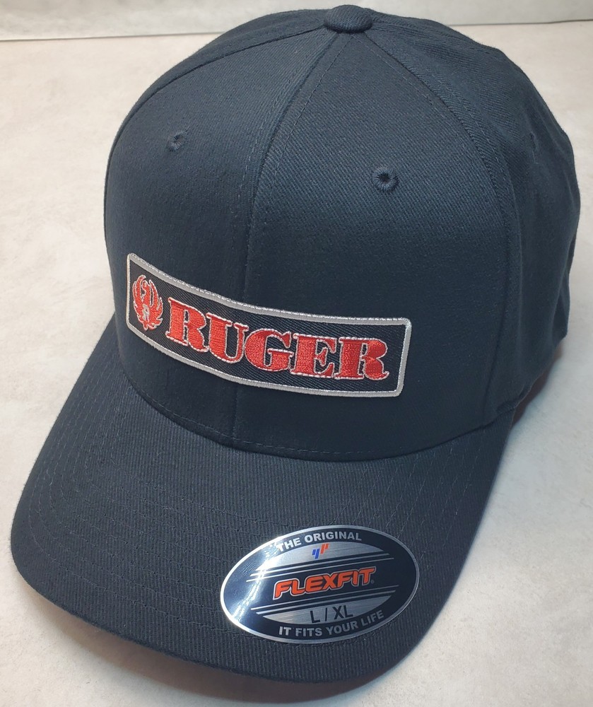Ruger Firearms Embroidered Patch On Flexfit 6377 Black L/XL 7 1/4&Prime; – 7 5/8&Prime;