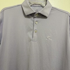 Rhoback Performance Stretch Polo Shirt Purple/White Stripe Men’s Size M