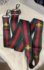 Green And Red Striped Replacement Strap With Gold Bee Accents