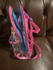 VINTAGE LISA FRANK GROOVY GIRL BLONDE VINYL ZIPPERED BACKPACK CLEAR BAG