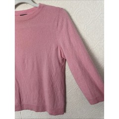 Talbots Pure Cashmere Pink Sweater Medium 3/4 Sleeve Crew Neck Knit Pullover