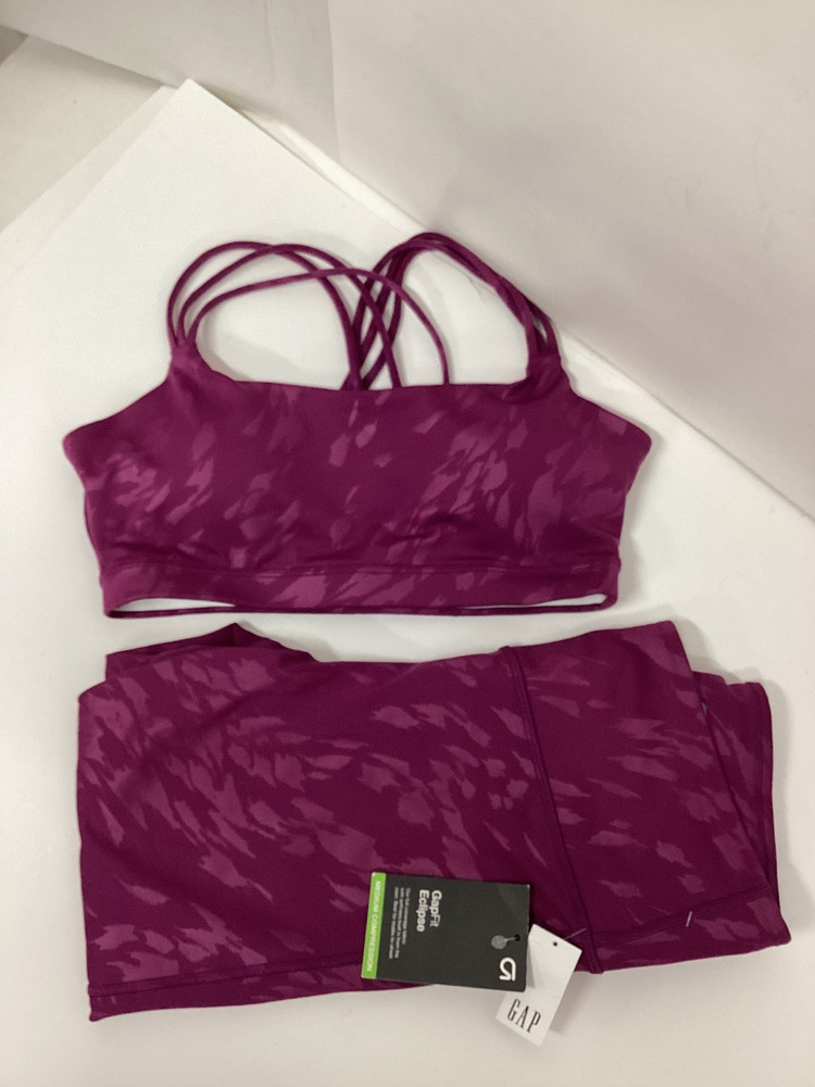 GapFit Esclipse Breathable Medium Compression pants/matching exercise bra Small