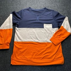 Colorblock Sweatshirt Mens M Navy White Orange Streetwear Rugby Preppy Casual