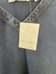 Soft Surroundings Top Women Medium Denim Blue Tencel Roll Tab Casual Lagenlook