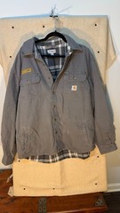 Carhartt Men’s XL Relaxed Fit Brown Lined Shacket Button & Snap Logo Accents