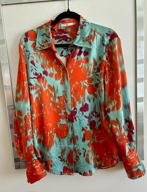 MM Lafleur Mira Anywhere Shirt-Printed Viscose- Ombre Floral size M