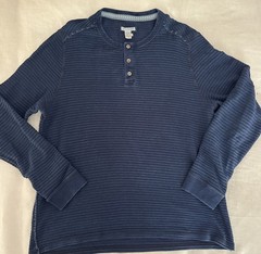 Carbon2Cobalt Navy Slub Cotton Henley Shirt Men’s Large Long Sleeve