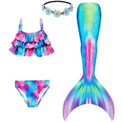 Mermaid Tails, Mermaid Tails For Swiming For Girls,4 PCS Girls Swimsuit 9-10Y