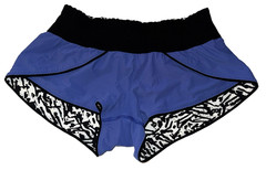 Lululemon Reversible Running Shorts 4 Flap Front Abstract Blue White Black NWOT