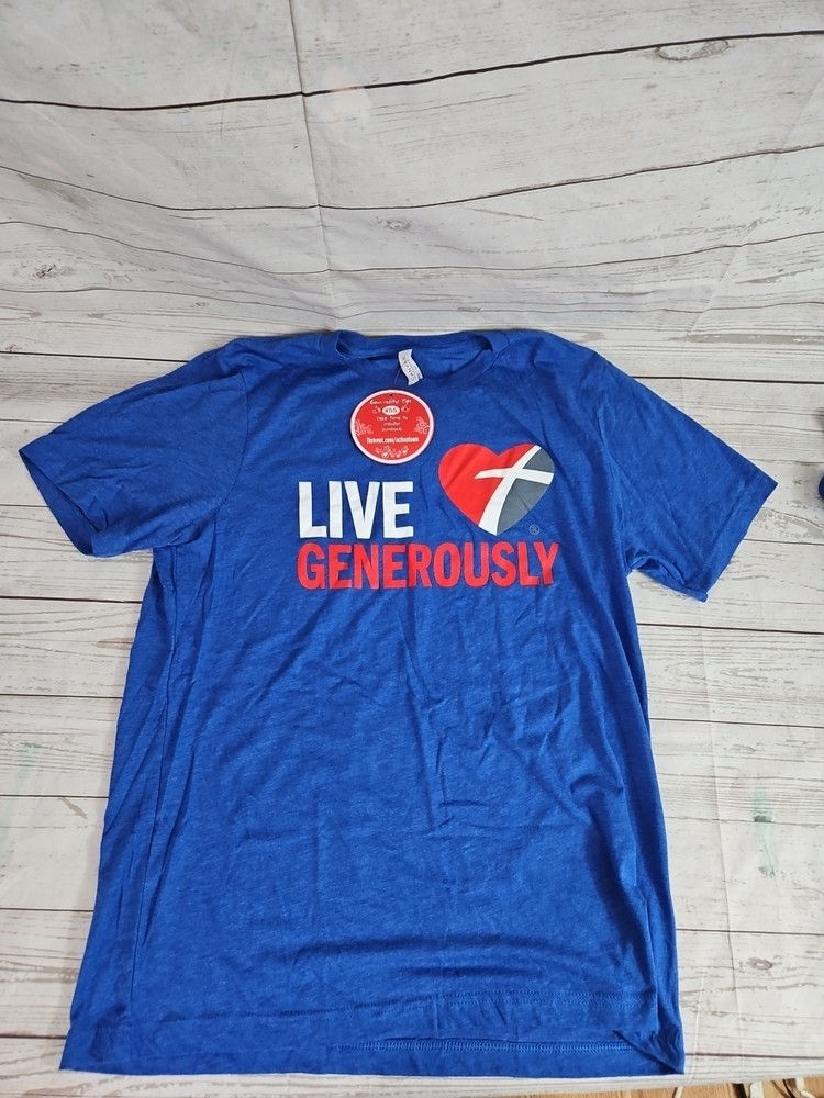 NWT Live Generously Unisex Large Blue T-Shirt Thrivent Financial Logo
