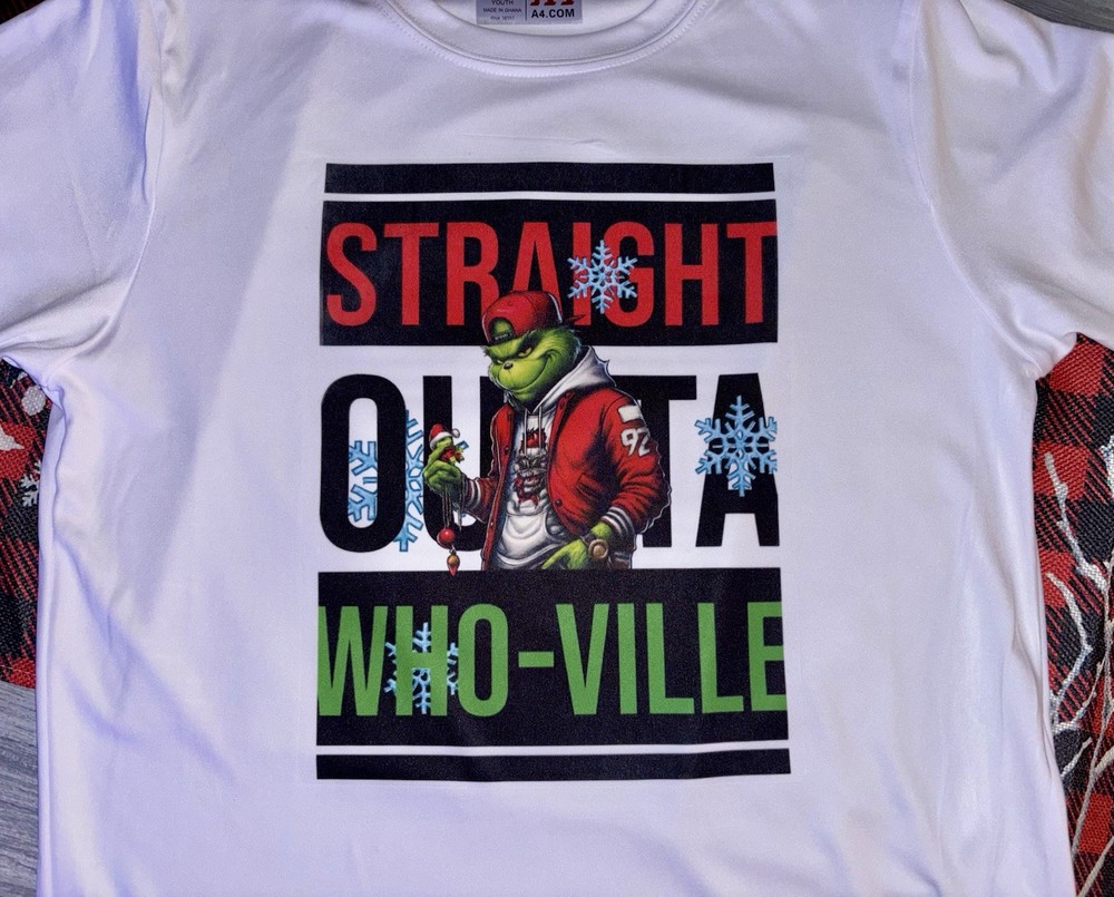 A4 youth Med Grinch Dr. Seuss Whoville Graphic T-Shirt White Short Sleeve