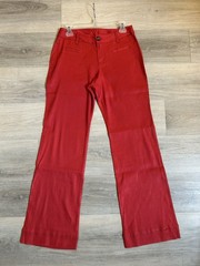 Cabi 5503R Trouser Pants Red Linen Blend Wide Leg Womens Size 4 Flare