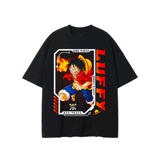 One Piece Luffy Anime Oversized T-Shirt Black Graphic Tee Unisex Pirate