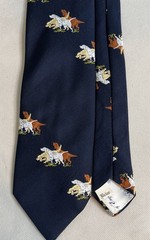 Briar « Pride of England » Tie Hunting Dogs Blue Culwell & Son Dallas Texas VTG