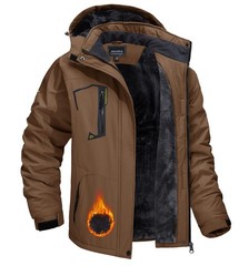 Men&rsquo;s Waterproof Winter Ski Jacket Snow Thermal Fleece Hooded Outdoor Work Coats