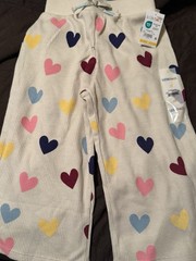 Garanimals Waffle Heart Print Cotton Drawstring Wideleg Pants IvoryMulticolor 2T