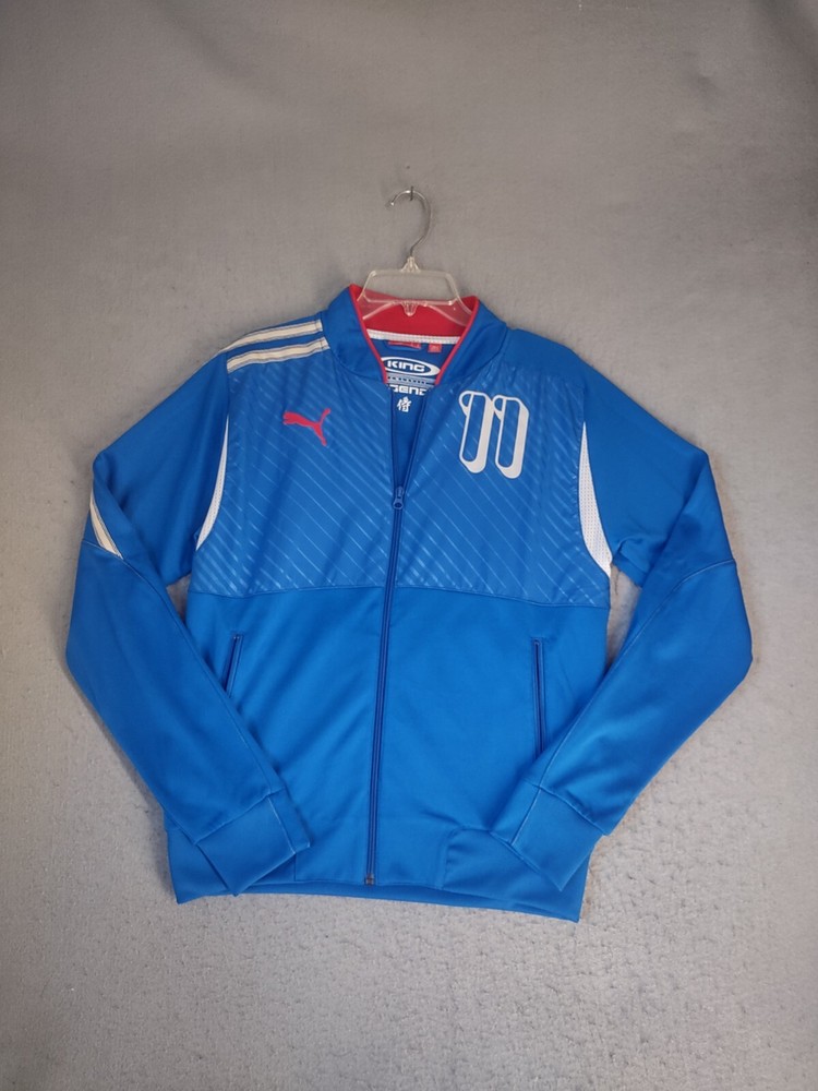 Puma King Legends Mens Jacket Medium Blue Full Zip Long Sleeve Track Logo