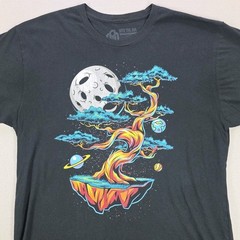 Into The Am Shirt Adult XL Black Graphic Space Stars Planets Tree Forest
